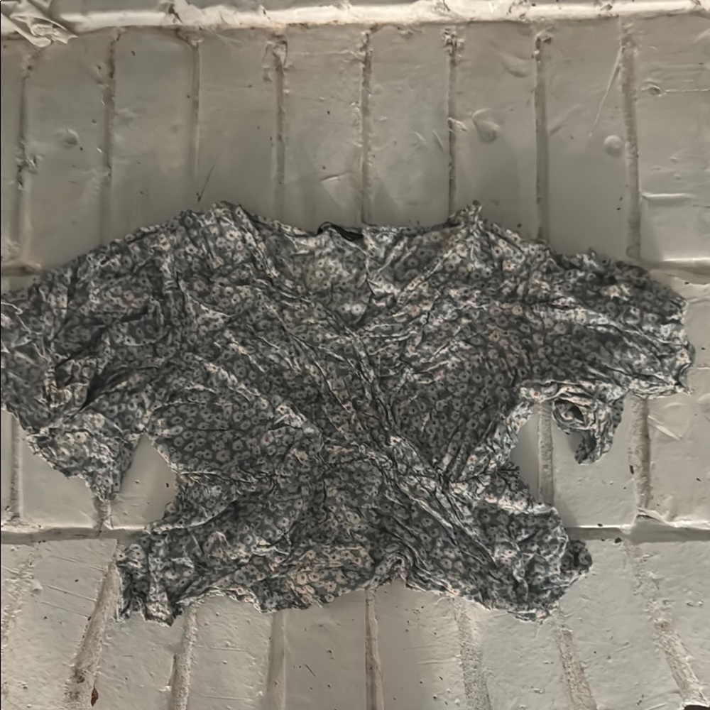 SHEIN Gray Floral Blouse